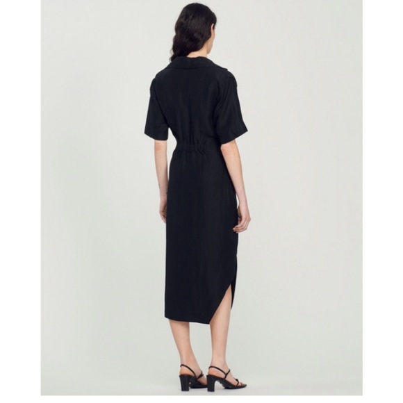SANDRO Clarance Crossover Midi Dress - Excellent Pre-Owned, Black, 34 / 0 / XS - Picture 5 of 15